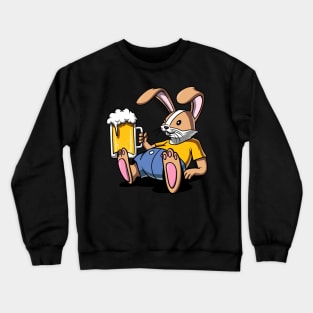 Rabbit Beer Drinking Party Funny Bunny Crewneck Sweatshirt